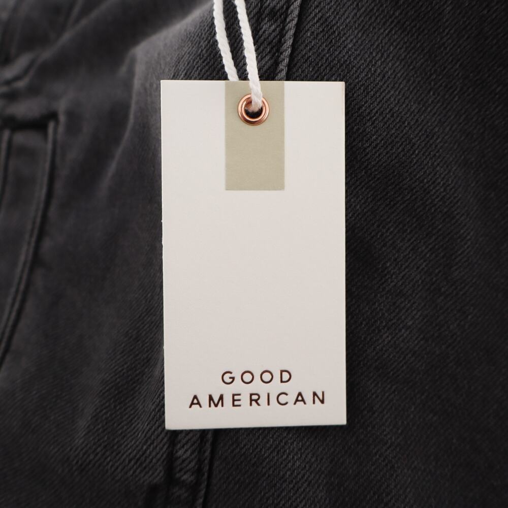 Good American NWT Committed to Fit Jacket Women’s M Gray Black Denim Cropped - Picture 8 of 9